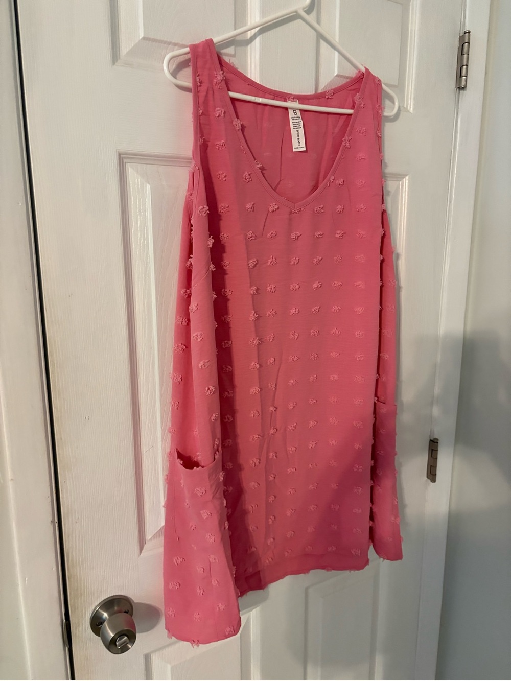 Pink Swiss Dot Sheer Beach Cover Up Dress XL Boho Resortwear - Picture 5 of 6